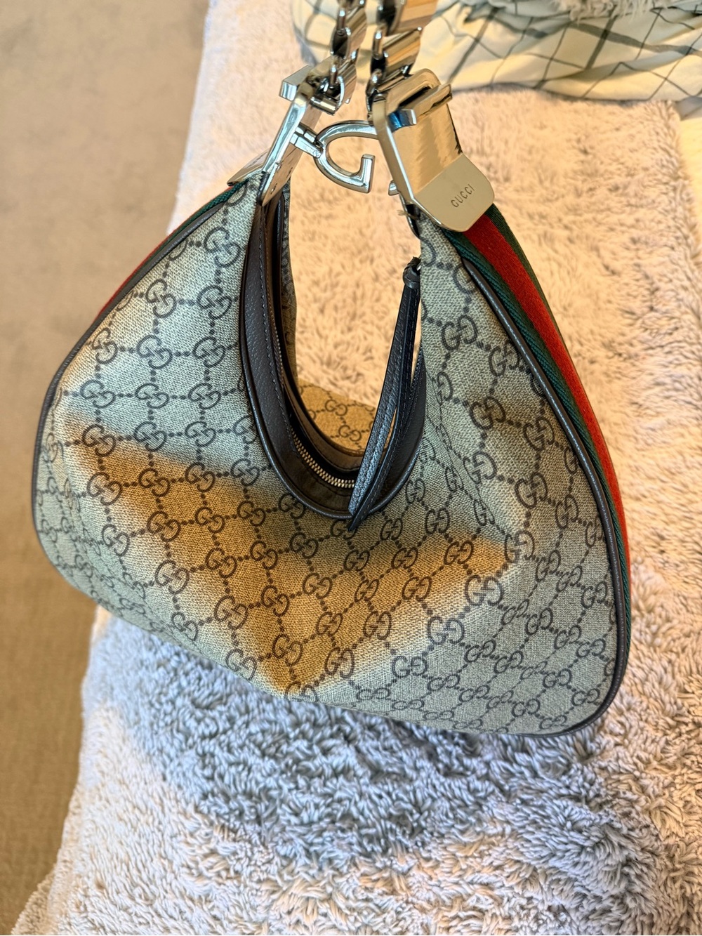 Luxe Designer Inspired supreme Logo attaché Hobo Bag - Picture 2 of 11